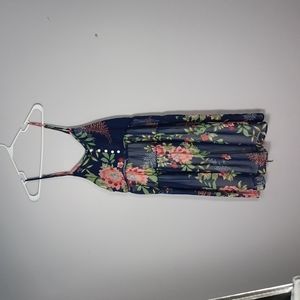Listicle Navy Floral Sheer Sun Dress Size Medium
